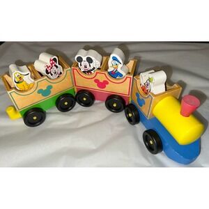 Disney Mickey Mouse Wooden Toy Train Set 4 Figures Melissa & Doug All Aboard